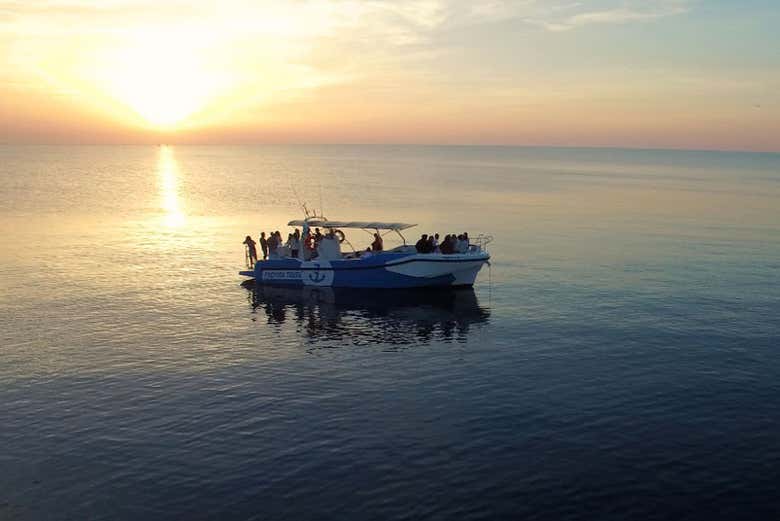 Tramonto a Minorca dal mare